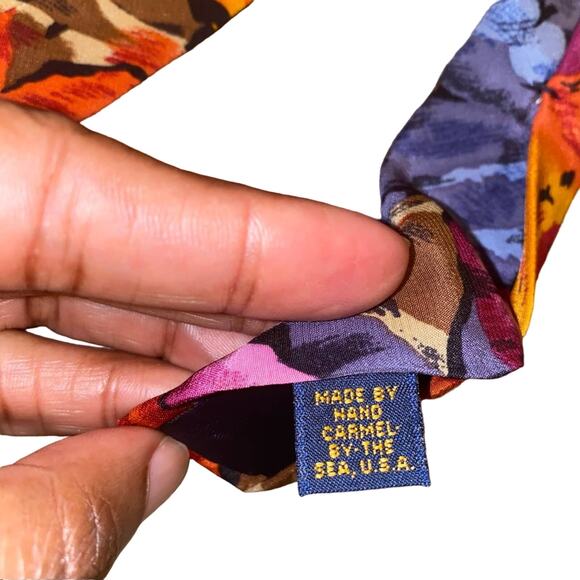 J. Blades & Co. Made by Hand Imported silk floral orange and pink tie - Picture 3 of 5